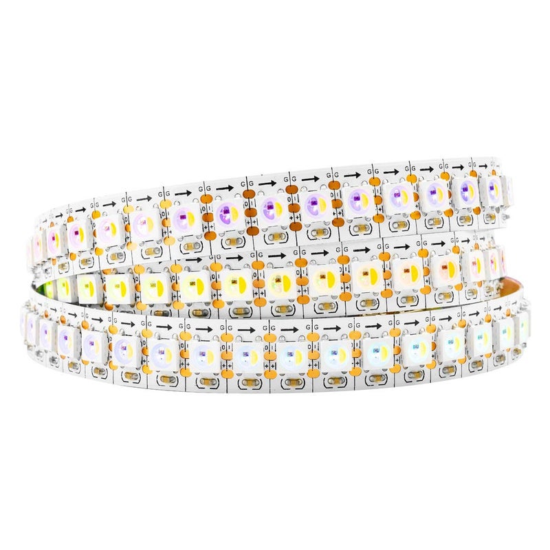 BTF-LIGHTING RGBW RGB+Warm White SK6812 (Similar WS2812B) Individually Addressable 3.3ft 1m 144(2X72) LEDs Flexible 4 Colors in 1 LED Dream Color LED Strip IP30 Non-Waterproof DC5V White PCB - Image 1
